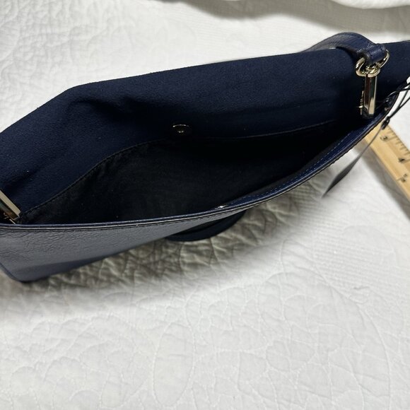 Rebecca Minkoff Navy Women's Love Suede Crossbody With Tassels Purse Bag Clutch - Picture 14 of 16